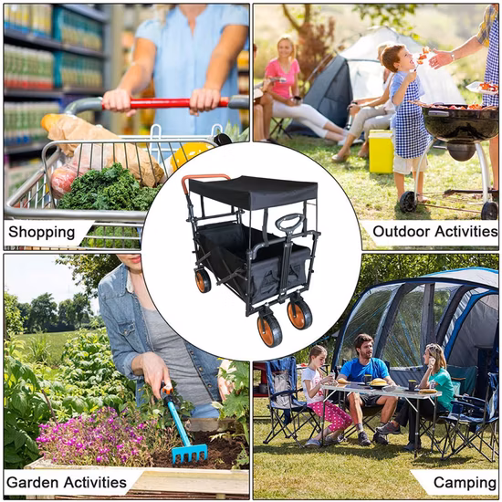 Gt1812 Vagão dobrável utilitário para camping praia com toldo removível